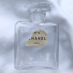 Mid Century Empty Distressed Glass Chanel Perfume #5 Bottle